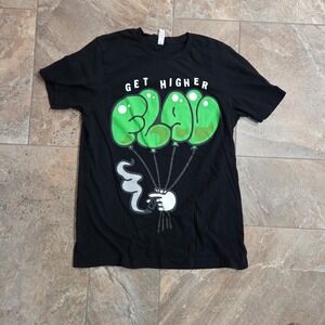Mens Graphic T-Shirt Get Higher‎ Balloons Black Short Sleeve Top Tee Large